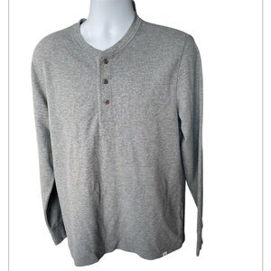 Blake Shelton medium lands End 3 button Henley pull over grey shirt NWT large